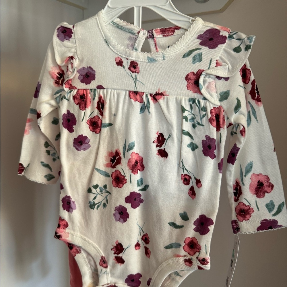 Floral Long Sleeve Baby Onesie Set